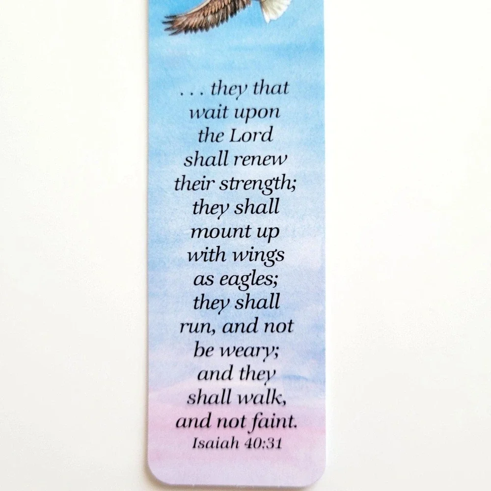 Vintage 80s Bald Eagle Tab Bookmark, soaring Isaiah Scripture, 1983 Antioch S067